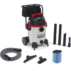image:imageRIDGID 50353 1610RV Stainless Steel 16Gal Wet Dry Shop Vacuum with Cart 65 Peak HP Motor Large Wheels Pro Hose Drain and Blower Port Red