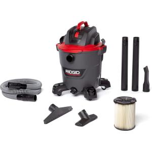 image:imageRIDGID 62703 RT1200 NXT 12Gal Wet Dry Shop Vacuum with Casters 50 Peak HP Motor and Pro Locking HoseDark Gray and Red