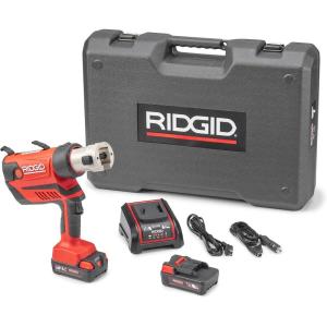 image:imageRIDGID 67053 RP 350 ProPress 8Piece Pressing Tool Kit with 18Volt Battery Charger 4 ProPress Press Tool Jaws 12 to 2 and CaseBattery Kit No Jaws