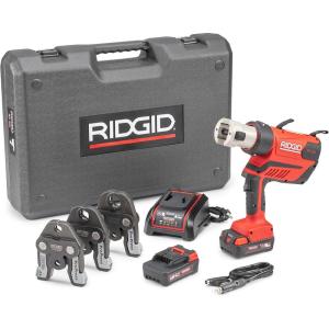 image:imageRIDGID 67053 RP 350 ProPress 8Piece Pressing Tool Kit with 18Volt Battery Charger 4 ProPress Press Tool Jaws 12 to 2 and CaseBattery Kit WProPress Jaws 12  1 Jaws Capacity