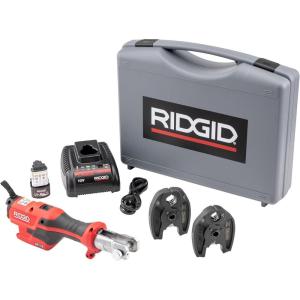 image:imageRIDGID 72553 Model RP 115 Mini Press Tool and Battery Kit with 12 to 34 ProPress Press Tool Jaws 2V LiIon Battery 12V Charger and Carrying Case  RedMini Press Tool Kit 12  34 Jaws Capacity