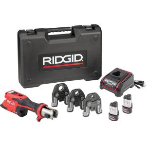 image:imageRIDGID 78158 RP 251 Compact Press Tool Battery Kit with ProPress Jaws 12 to 1 InLine Pressing Tool for Copper Stainless Steel PEX and Carbon SteelLarger Application