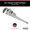 image:imageRIDGID 31115 Model 848 48 Aluminum Straight Pipe Wrench with 6 Pipe Capacity 40 Lighter Aluminum Straight Plumbing Wrench with IBeam Handle