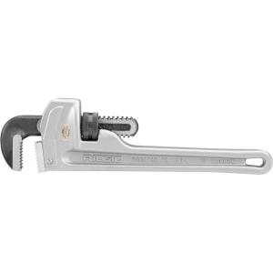 image:imageRIDGID 31090 Aluminum Straight Pipe Wrench 10 Sturdy Plumbing Wrench with Self Cleaning Threads and Hook JawsSmall
