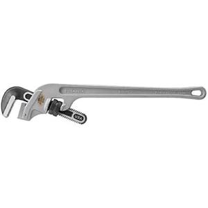 image:imageRIDGID 90127 E924 24 Aluminum End Pipe Wrench with 3 Pipe Capacity 40 Lighter Aluminum End Plumbing Wrench with Angled Handle